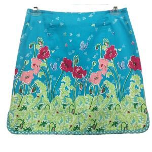 Island Republic Skirt Women's Size 6 Blue Floral Pencil Daisy Trim Summer Casual